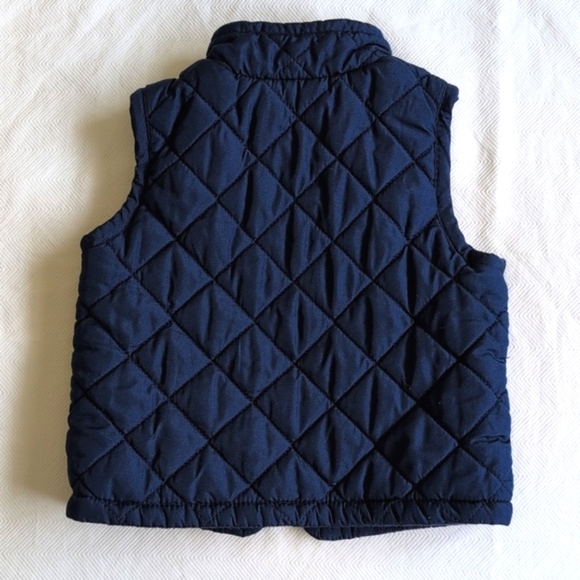 old navy blue quilted zip-up fleece lined vest 0-3 months baby - Picture 5 of 5